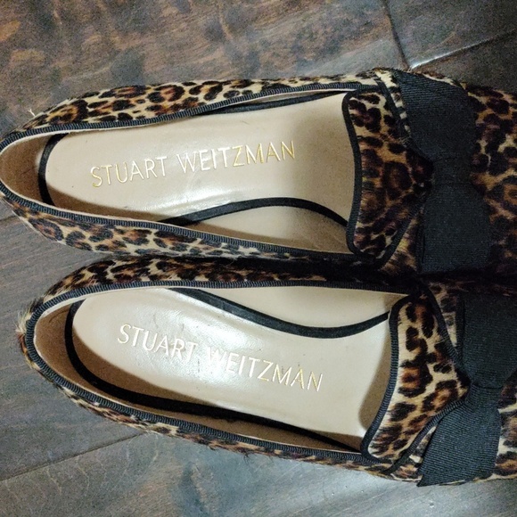 Stuart Weitzman Loafers “Keegan” style, Leopard Print with Black Bow - Picture 2 of 3